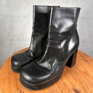 Arizona Jean Co Platform Boots Women 10 Black Good Vintage Y2K Chunky Block Heel
